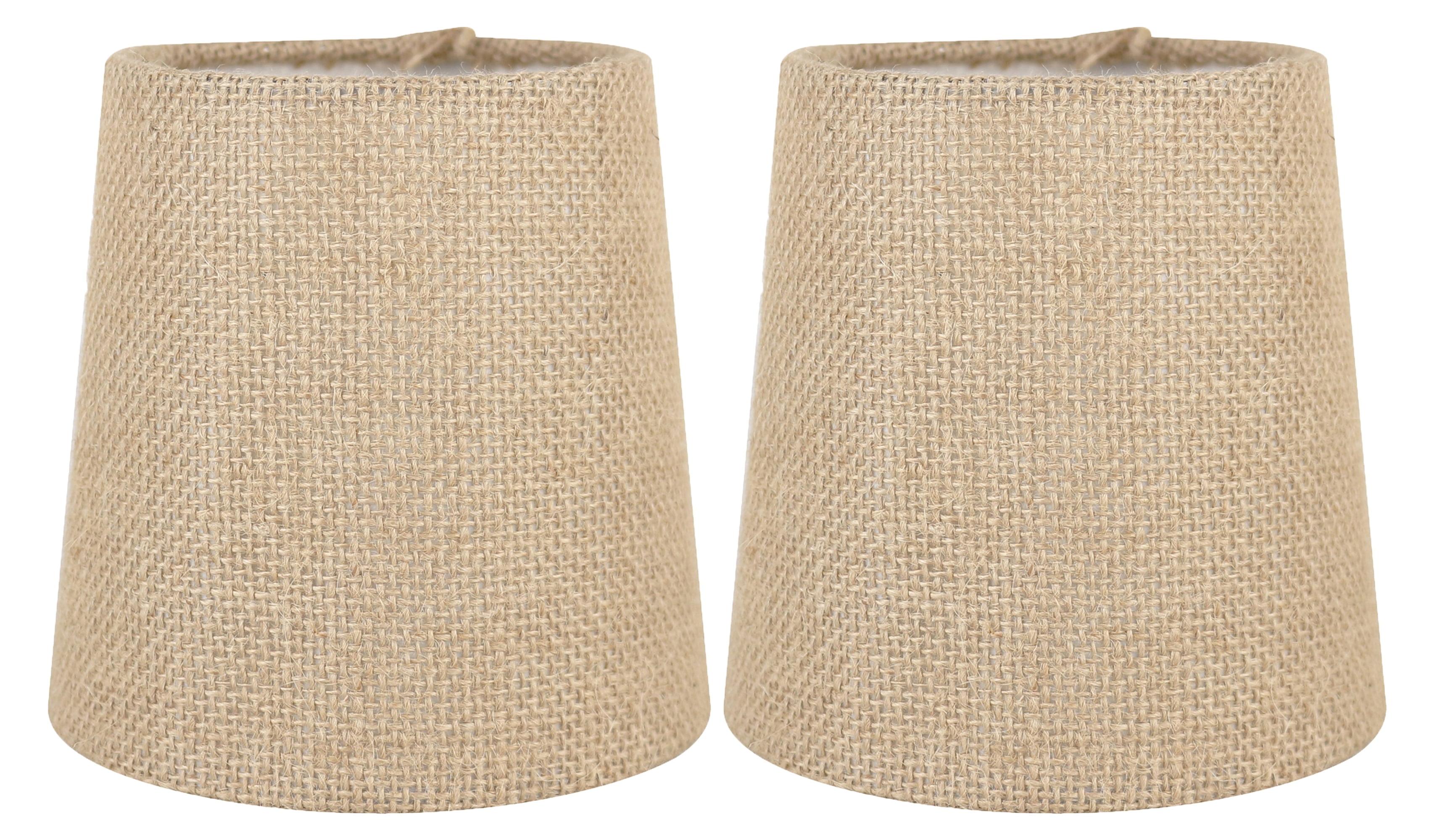 Natural Burlap Clip-On Chandelier Lamp Shades, 4x5x5 Inches, Set of 2