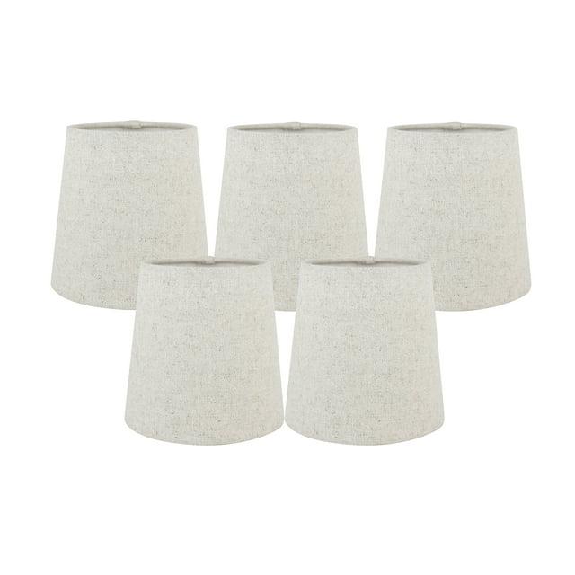 Meriville Set of 5 Natural Linen Clip On Chandelier Lamp Shades, 4-inch by 5-inch by 5-inch
