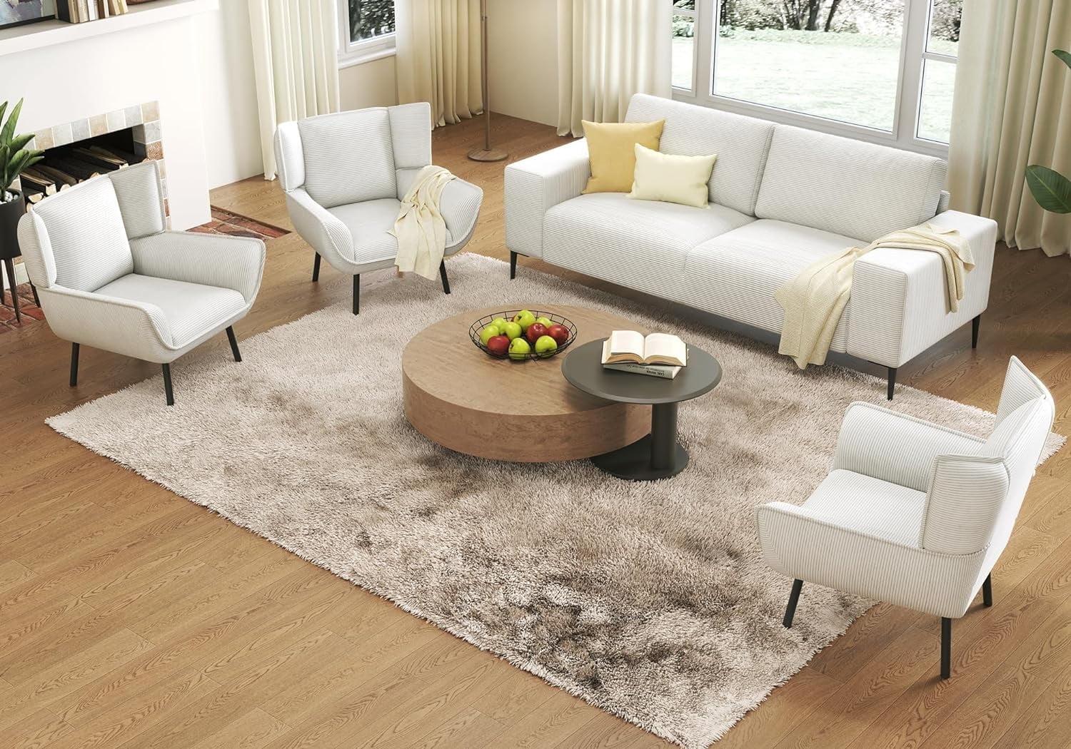 Wade Logan® Brynnly 89 in Comfy Sofa Couch with Extra Deep Seat 3 Seater Sofa Chair Set for Living Room