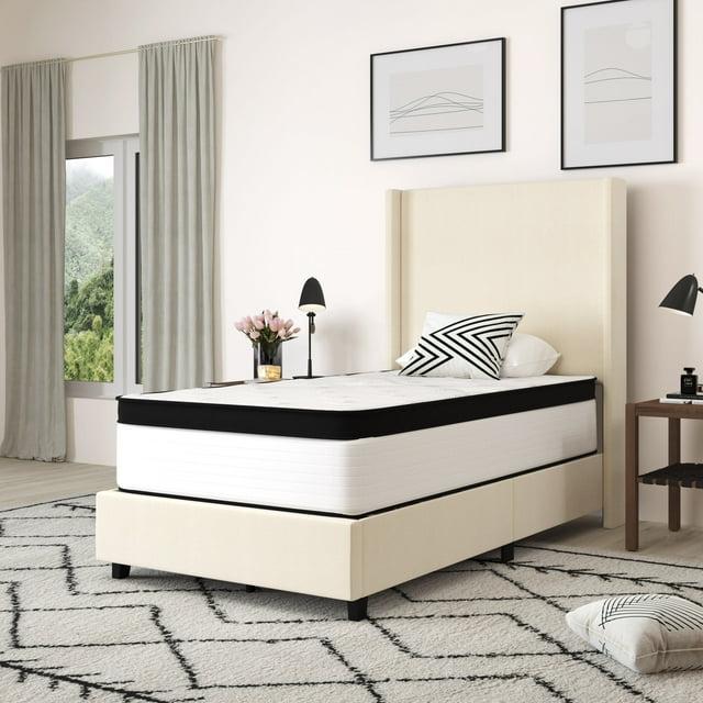 Merrick Lane 12 Inch Extra Firm Twin Hybrid Pocket Spring & CertiPUR-US Certified Foam Mattress in a Box