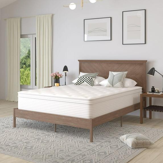 Merrick Lane Queen Size 14" Premium Comfort Euro Top Hybrid Pocket Spring and Memory Foam Mattress in a Box with Reinforced Edge Support