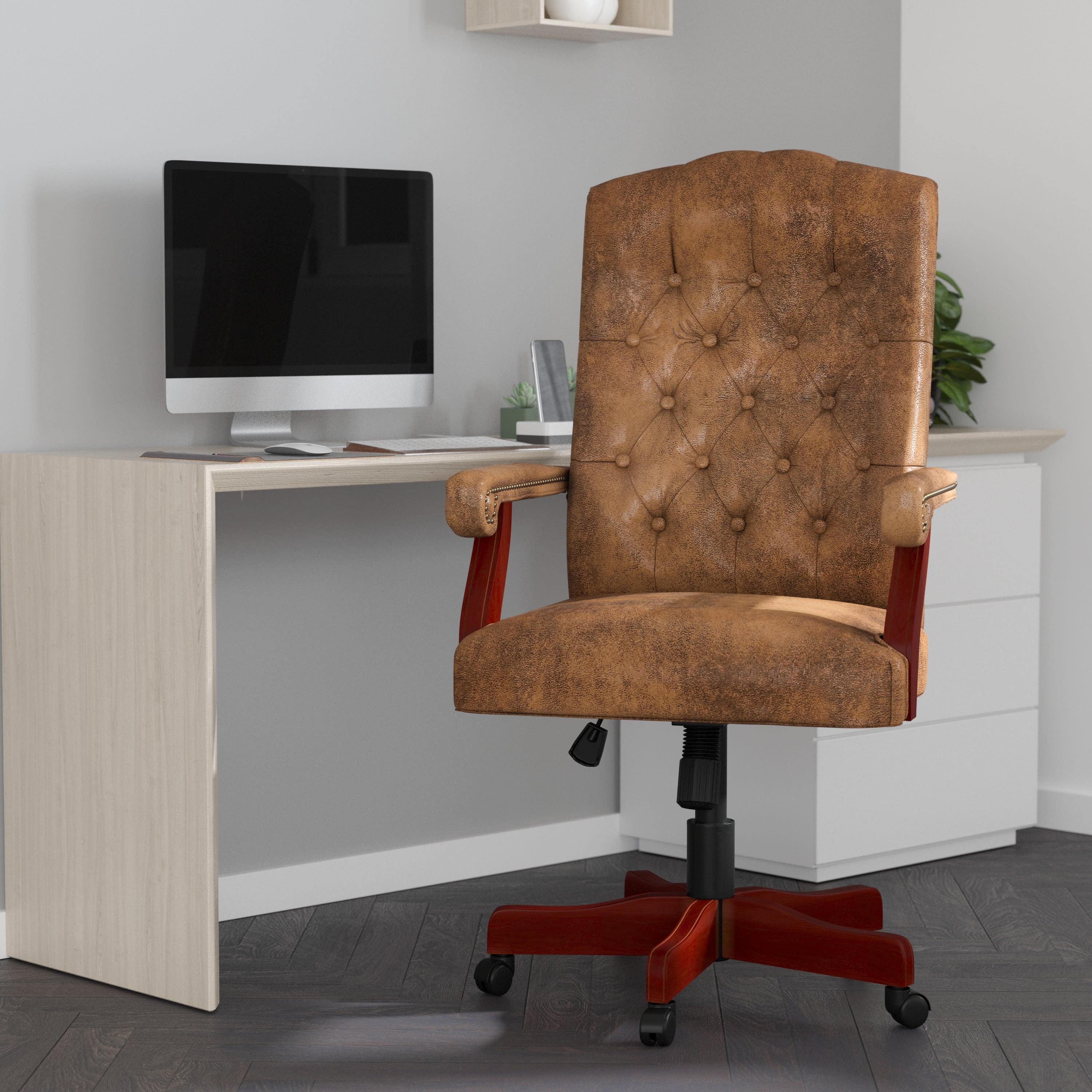 Merrick Lane High Back Tufted Home Office Chair With Height Adjustment And 360° Swivel