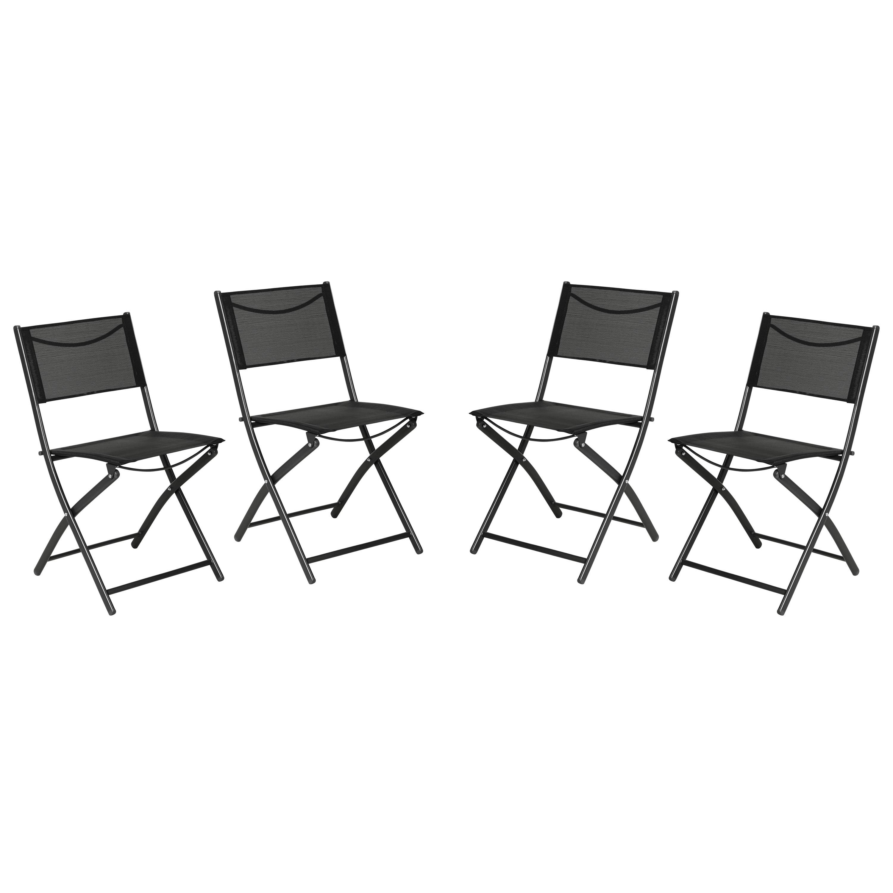 Merrick Lane Set of 4 Versatile Flex Comfort Indoor/Outdoor Fold Chairs with Metal Frames