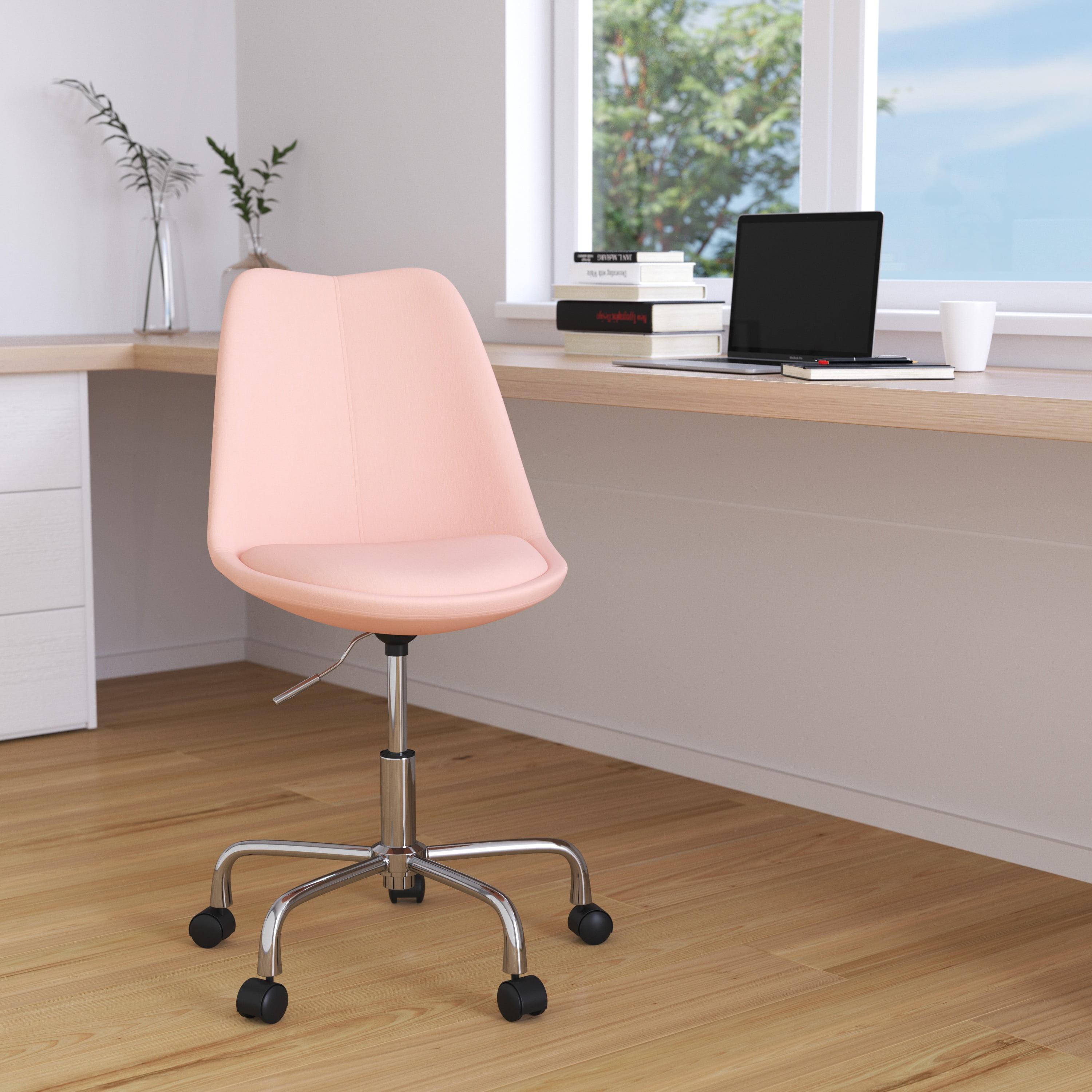 Merrick Lane Swivel Office Chair with Height Adjustable Swivel Seat in Stylish Pink Fabric Upholstery