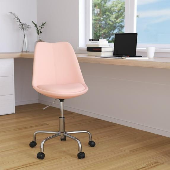 Merrick Lane Swivel Office Chair with Height Adjustable Swivel Seat in Stylish Pink Fabric Upholstery