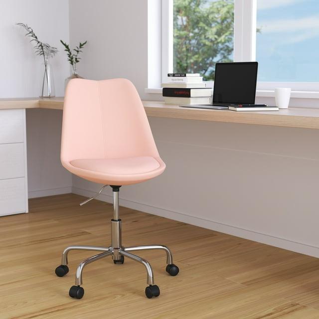 Merrick Lane Swivel Office Chair with Height Adjustable Swivel Seat in Stylish Pink Fabric Upholstery