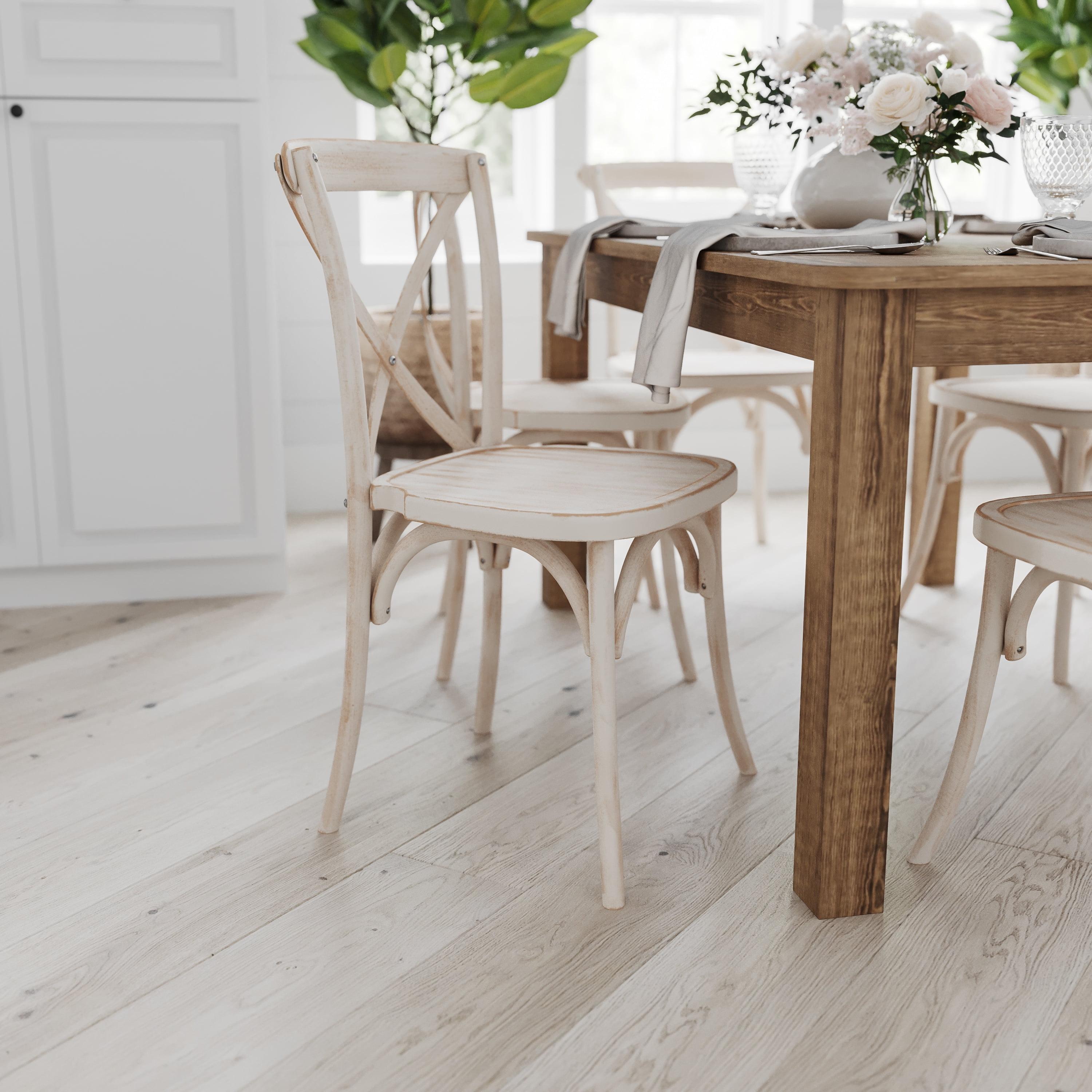Merrick Lane X-Back Bistro Style Wooden High Back Dining Chair in Lime Wash