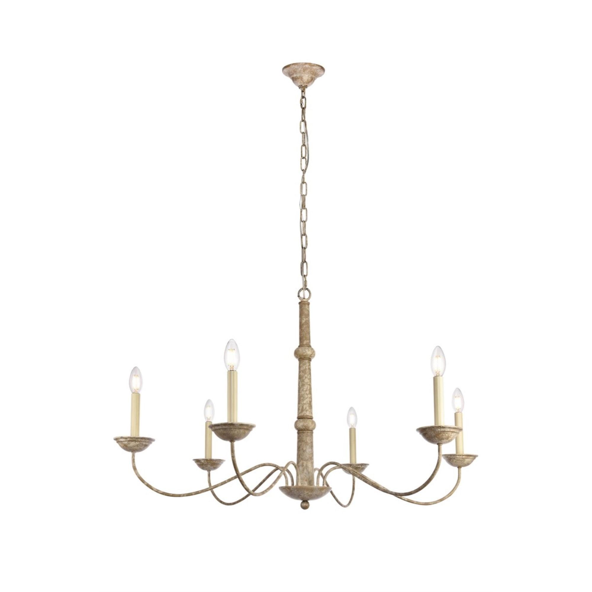 Merritt Weathered Dove 6-Light Traditional Taper Candle Chandelier