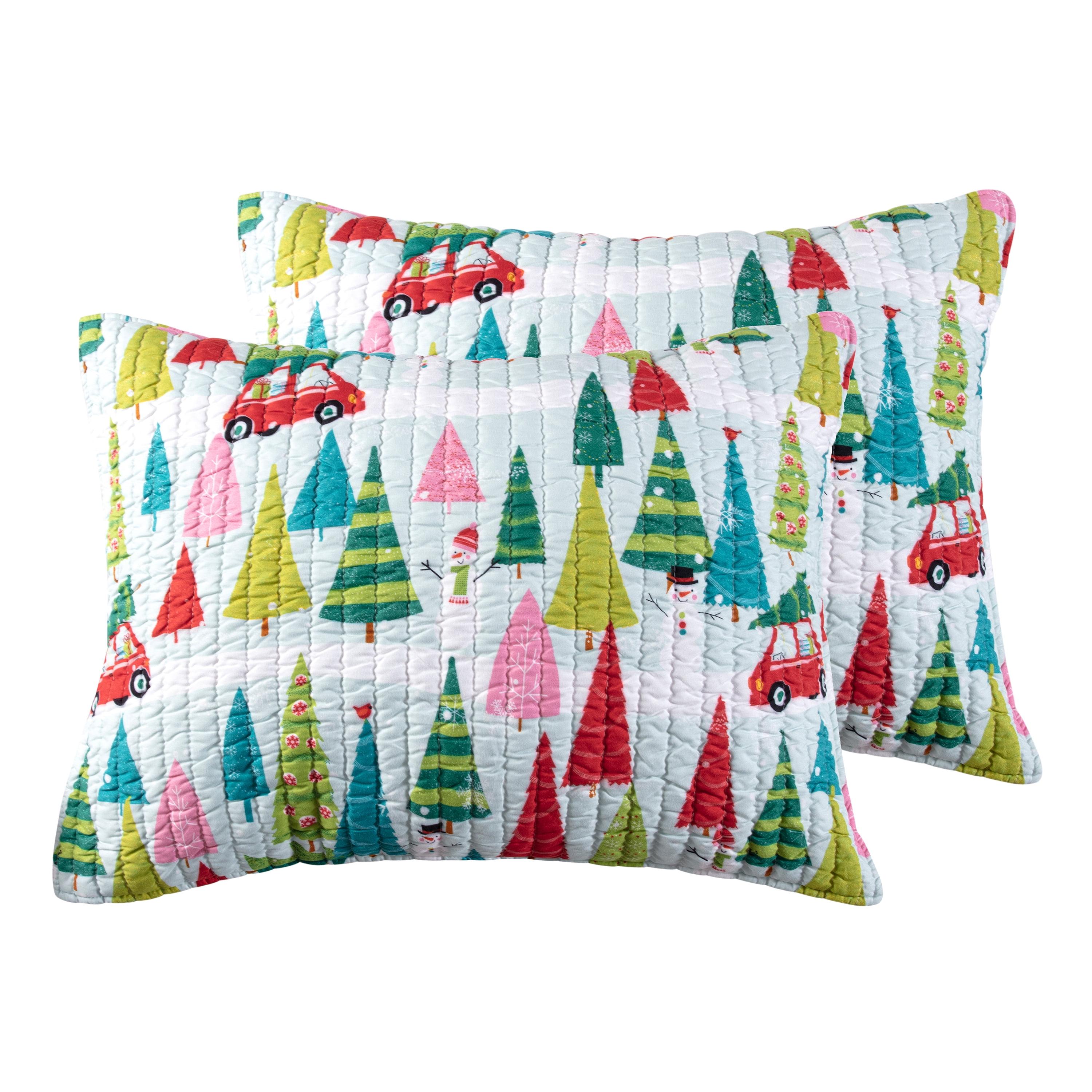 Holly Jolly Christmas Tree Cotton Polyester Standard Shams