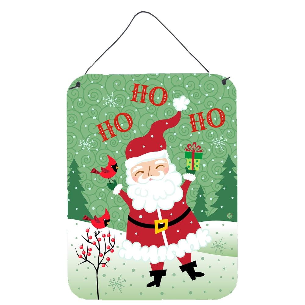 Santa Claus Christmas Metal Wall Hanging with Black Rope