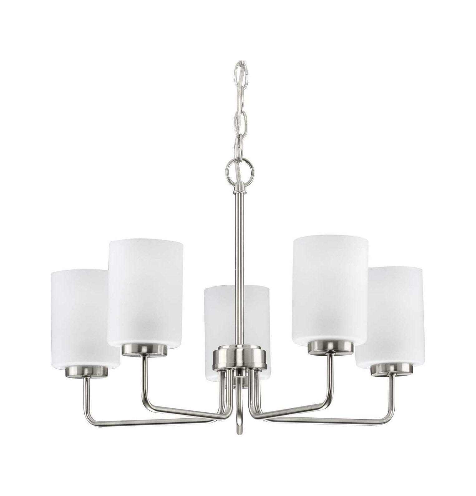 Progress Lighting Merry 5-Light Chandelier, Brushed Nickel, Etched Glass Shade