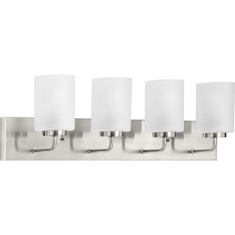 Progress Lighting Merry Collection 4-Light Bath Vanity Light, Brushed Nickel, Etched Glass Shade