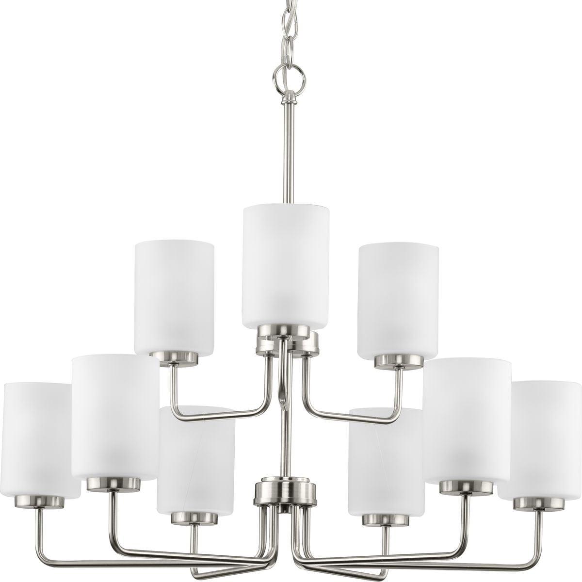 Merry Collection 9-Light Brushed Nickel Chandelier with Etched Glass