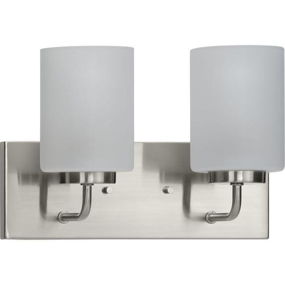 Progress Lighting Merry Collection 2-Light Brushed Nickel Etched Glass Transitional Bath Vanity Light