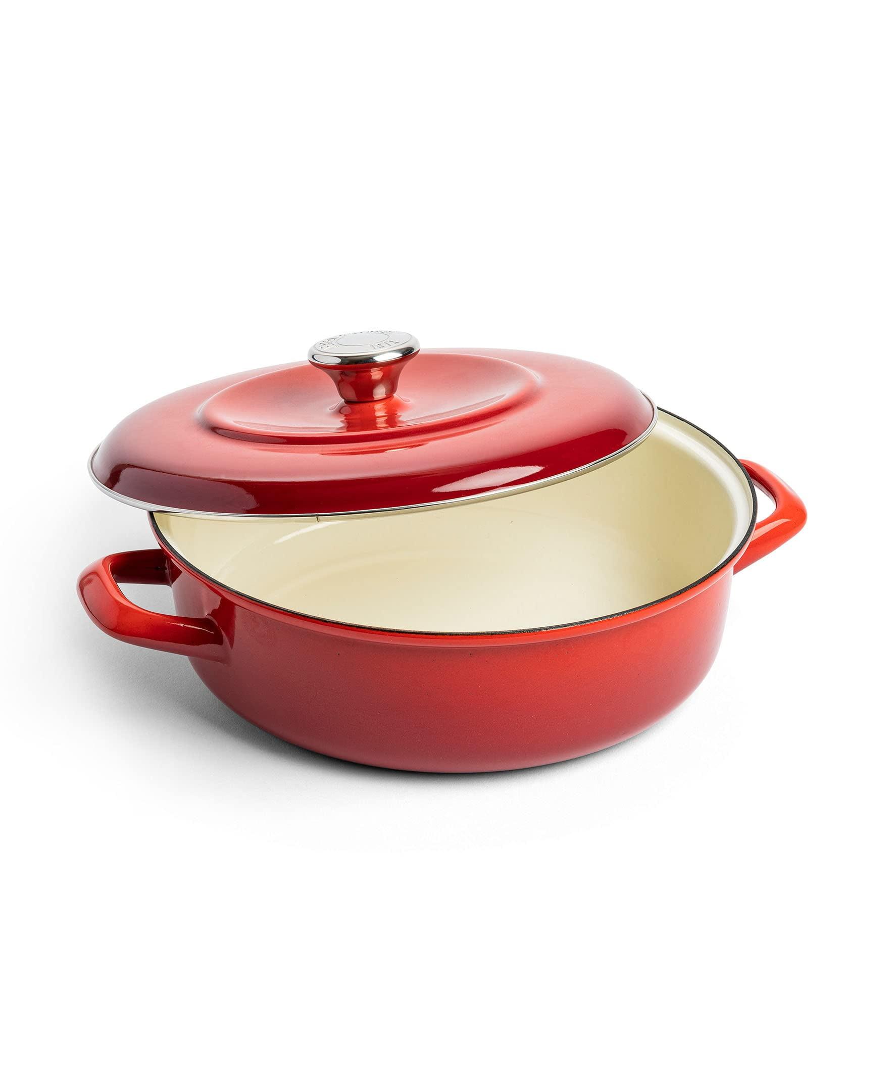 Merten and Storck German Enameled Iron, Round Dutch Oven Pot with Lid