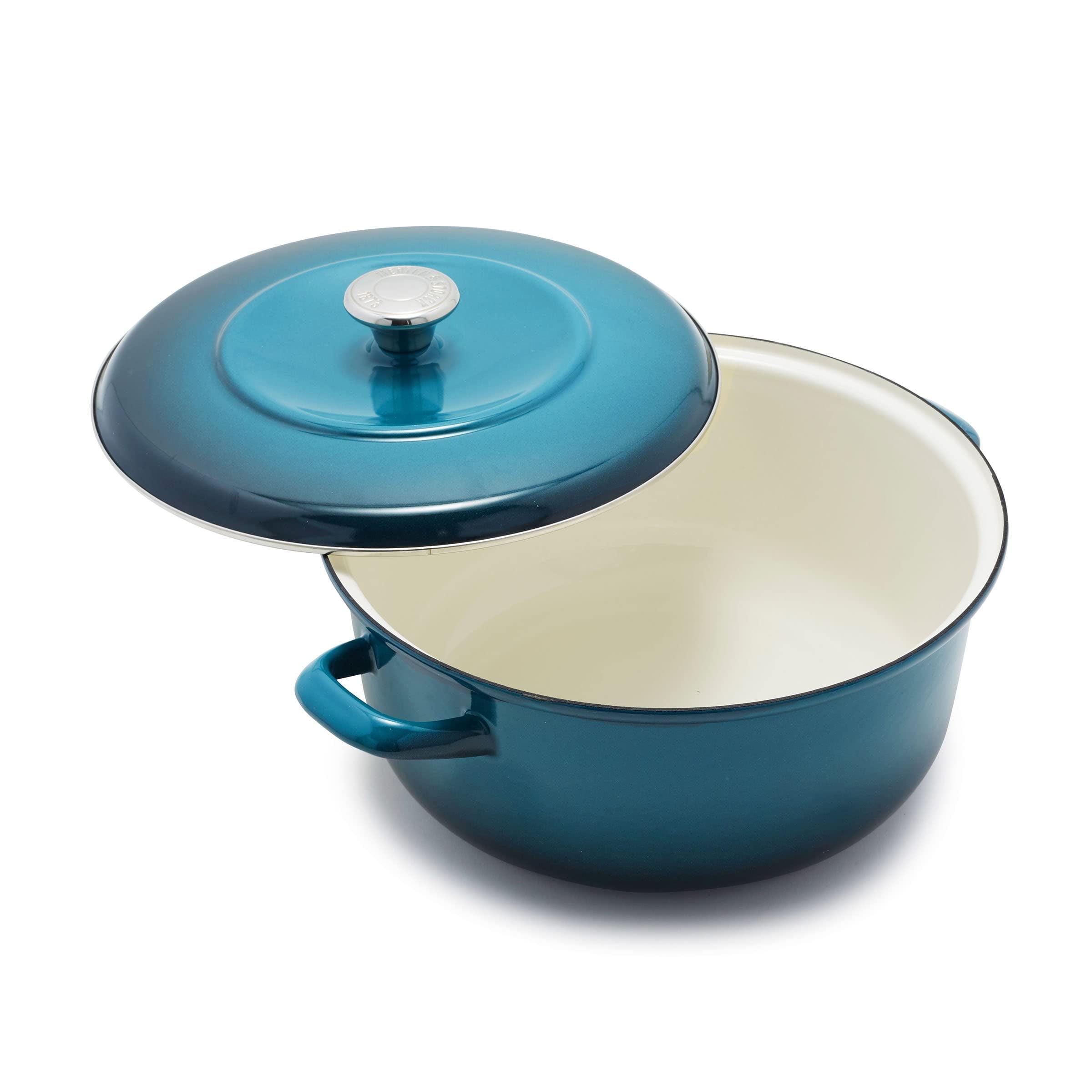 Merten & Storck 5.3qt Enameled Iron Dutch Oven Pot with Lid - Aegean Teal: Cast Iron, Induction Compatible, Hand Wash