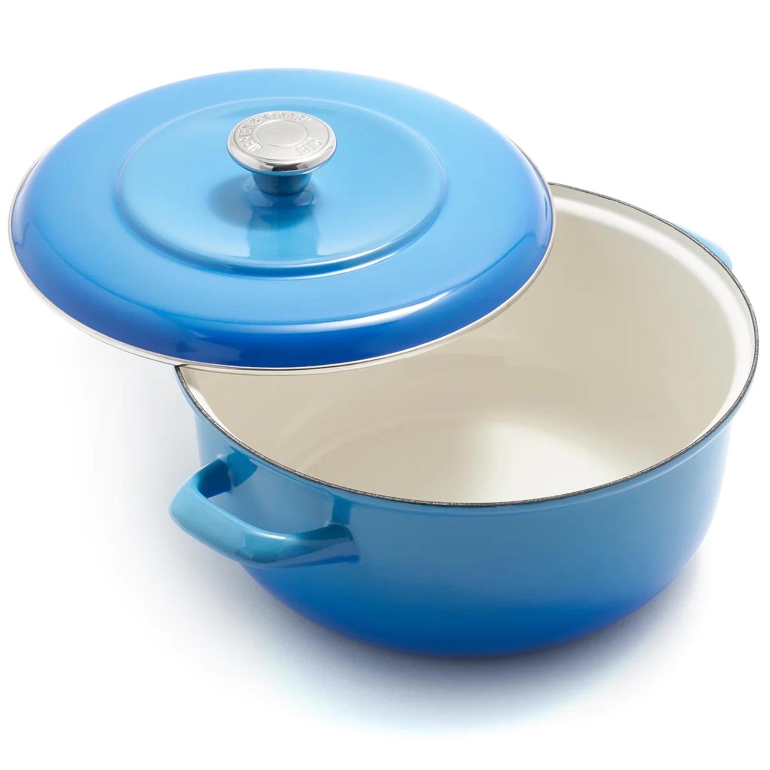 Merten & Storck 5.3qt Enameled Iron Dutch Oven Pot with Lid Azure Blue: Cast Iron, Induction Compatible, Hand Wash Only