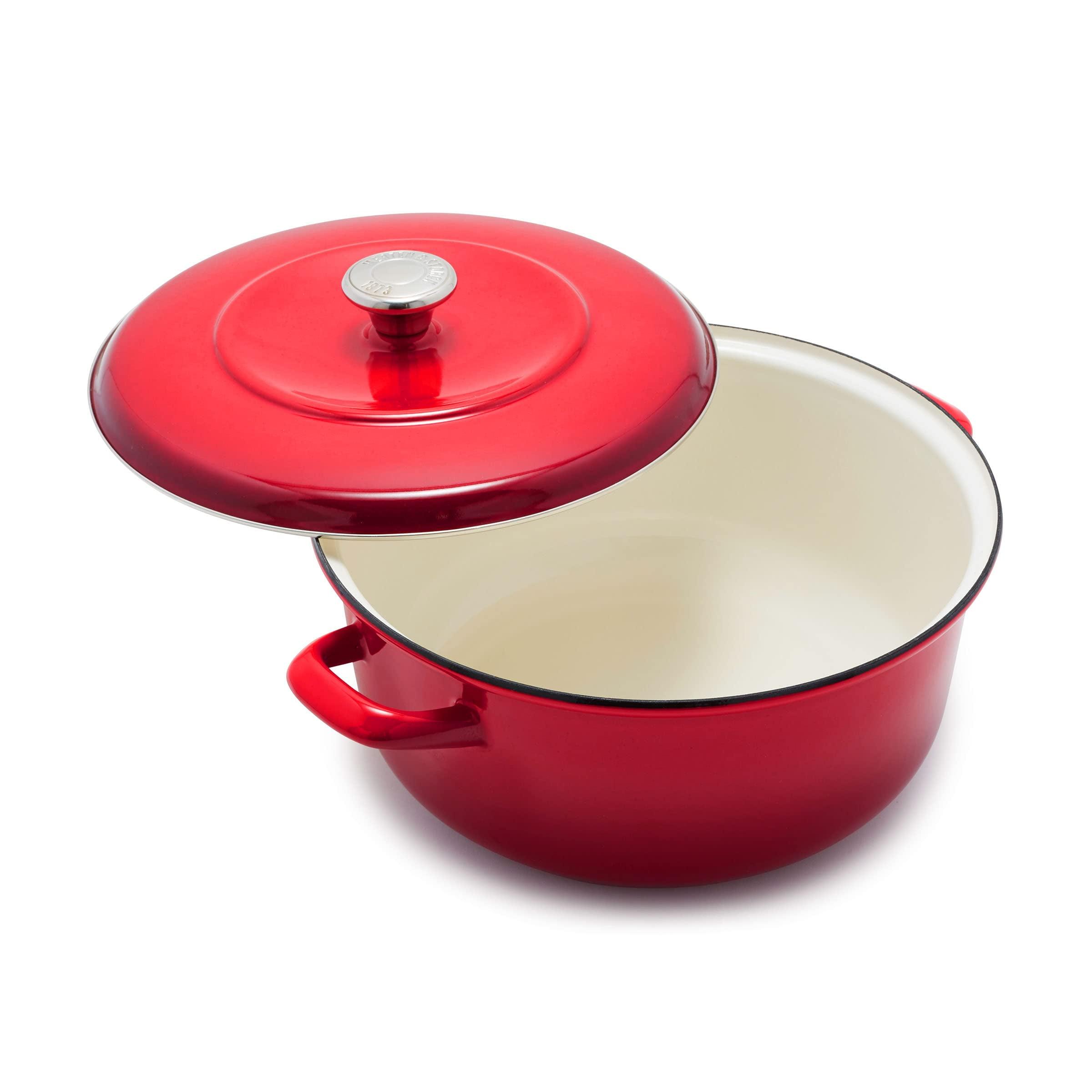 Merten and Storck German Enameled Iron, Round Dutch Oven Pot with Lid