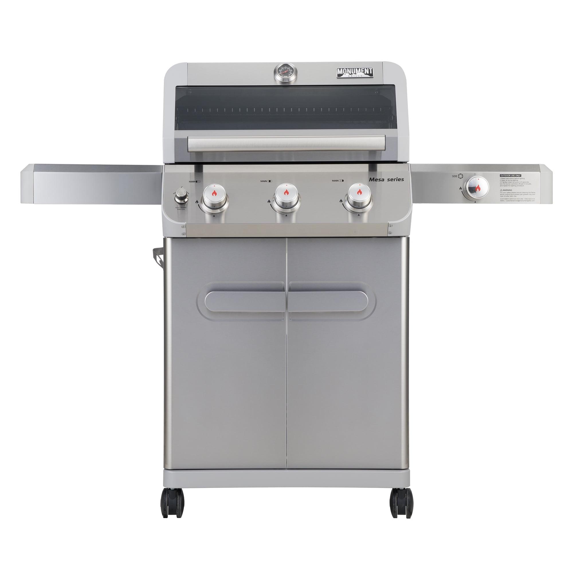 Monument Grills Mesa Series3-Burner 48000 BTU Propane Gas Grill with 1 Side Burner