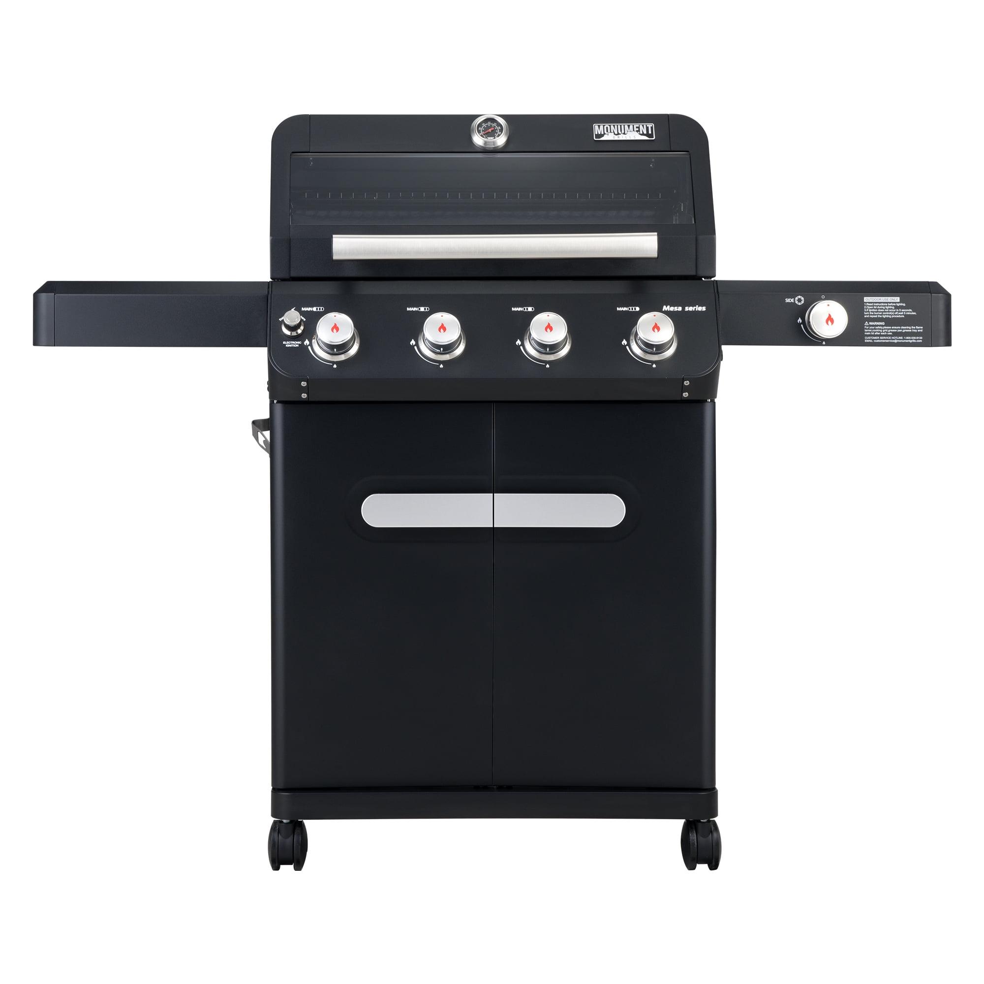 Monument Grills Mesa 425 4-Burner Liquid Propane 52000 BTU Gas Grill with side burner, Black