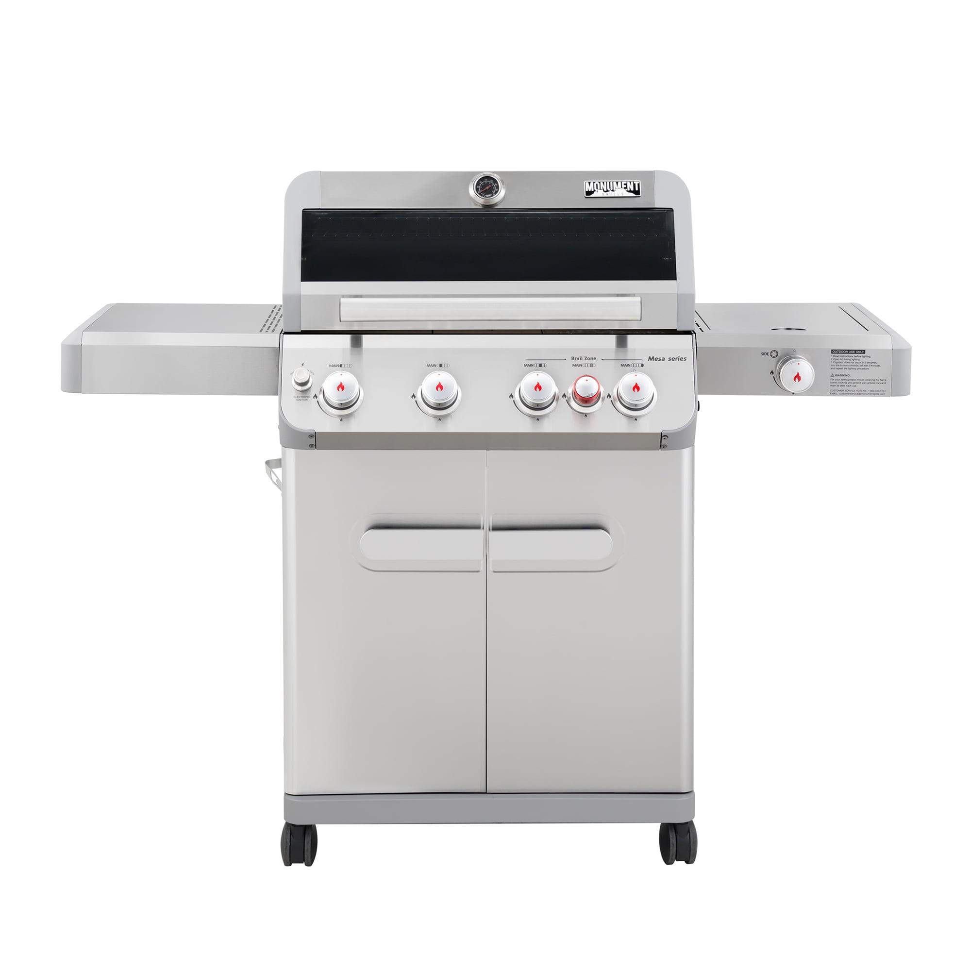 Monument Grills Mesa 415BZ,4-Burner Liquid Propane Infrared Gas Grill with Side Burner and Cabinet, 62,000 BTU – Perfect for Family BBQs
