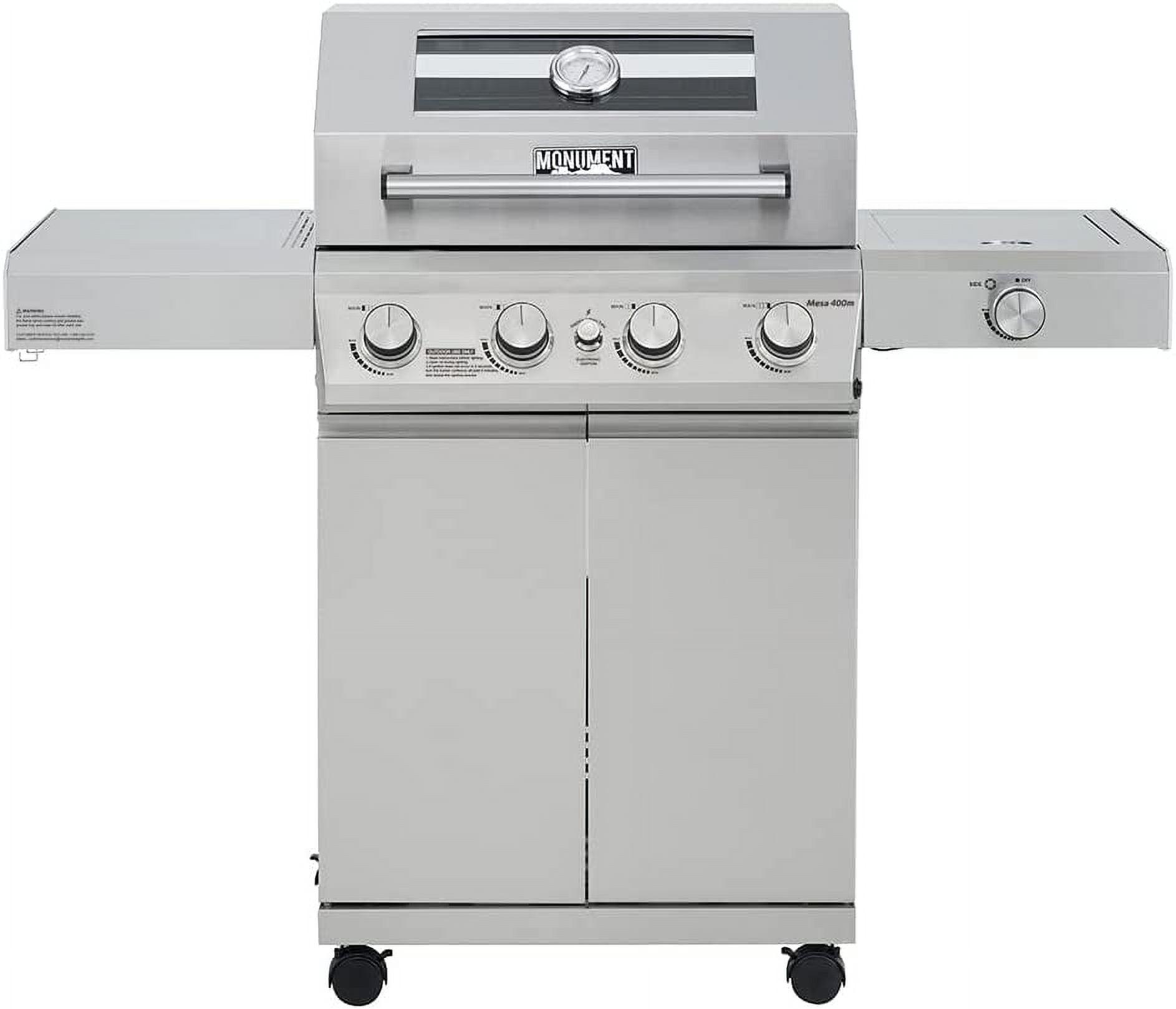 Monument Grills Mesa 400M 4-Burner Liquid Propane 52000 BTU Gas Grill with Side Burner and Cabinet