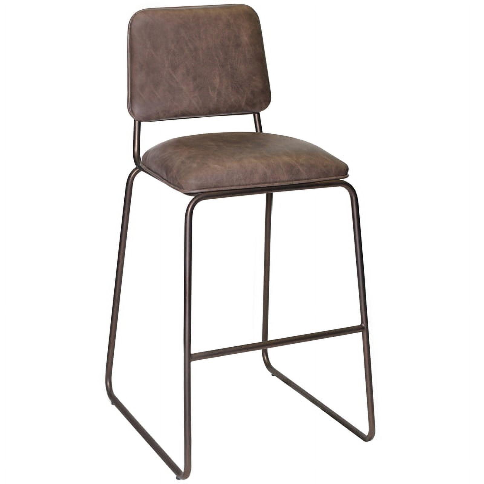 Transitional Cocoa Brown Faux Leather Counter Stool with Gunmetal Frame