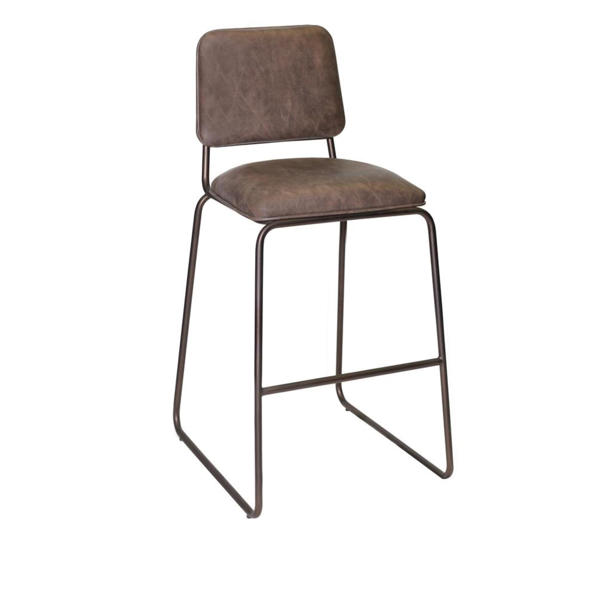 Mesa Counter Height Barstool Cocoa Brown/Gunmetal - Steve Silver Co.: Upholstered Faux Leather, Steel Frame, Footrest