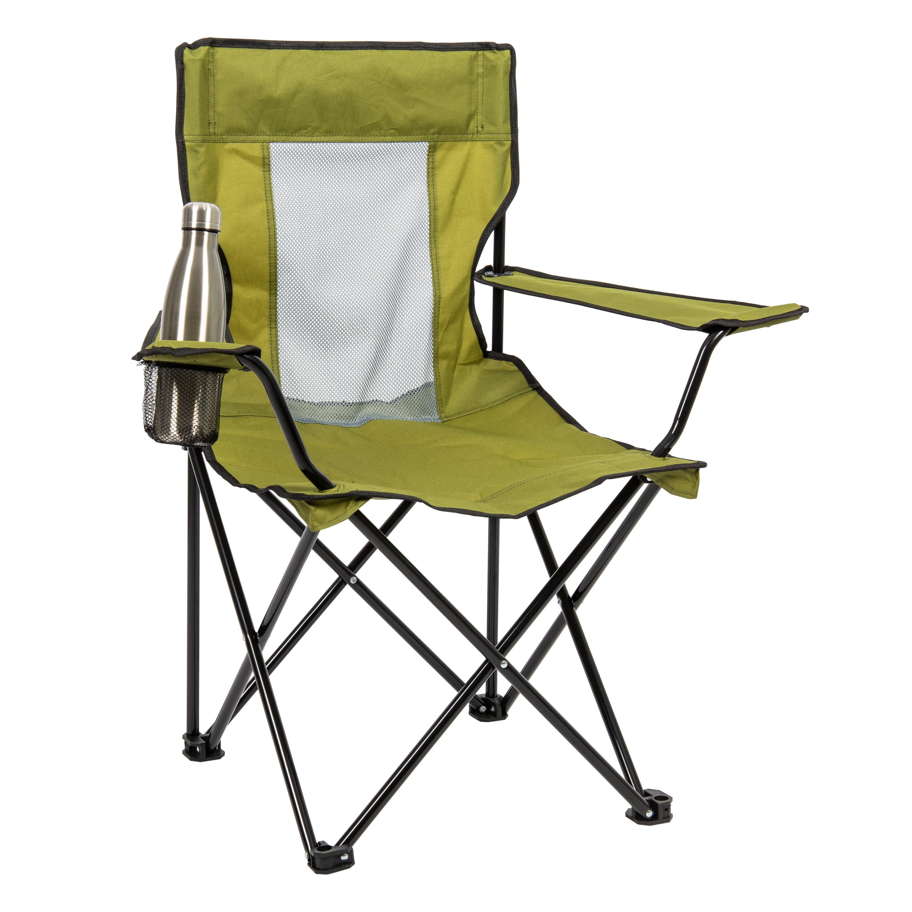 Green Mesh Back Folding Camp Chair with Steel Frame