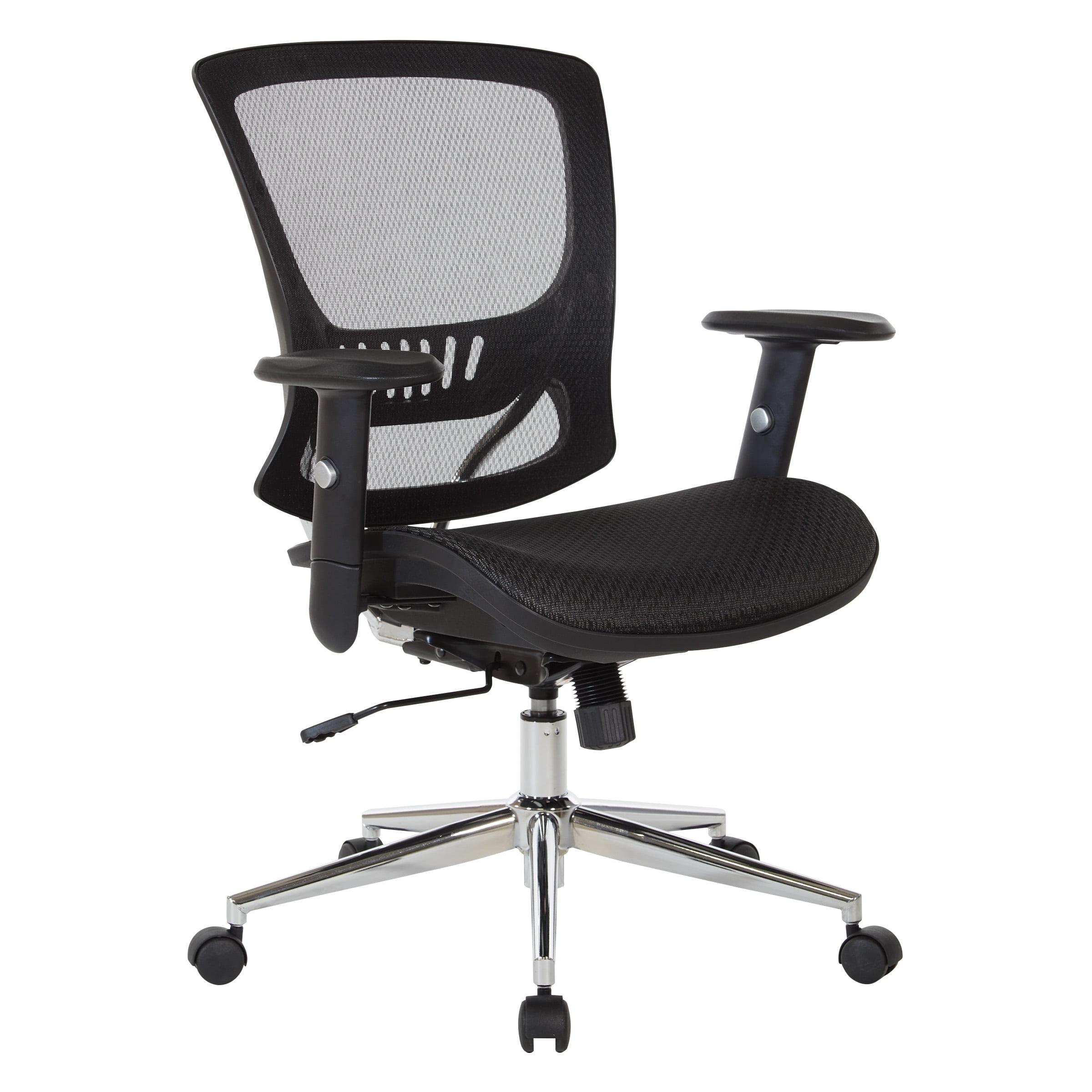 Mesh Screen Back Manager's Chair with Height Adjustable Arms in Black Fabric