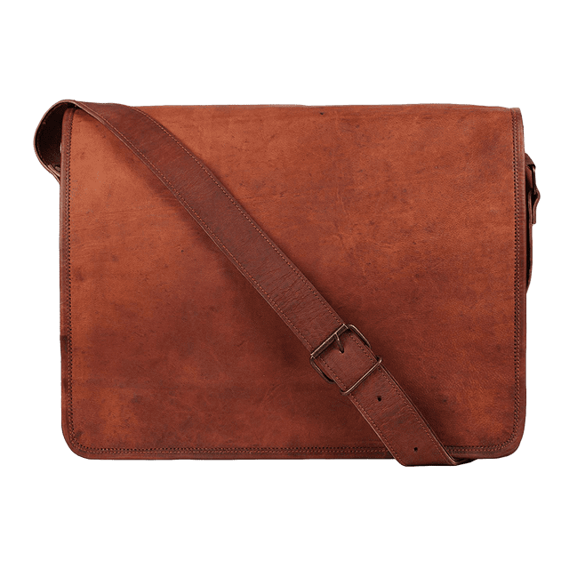 Messenger Bag Genuine Leather (Unisex, Adults, Brown, Medium) by Vintage Gallery!!