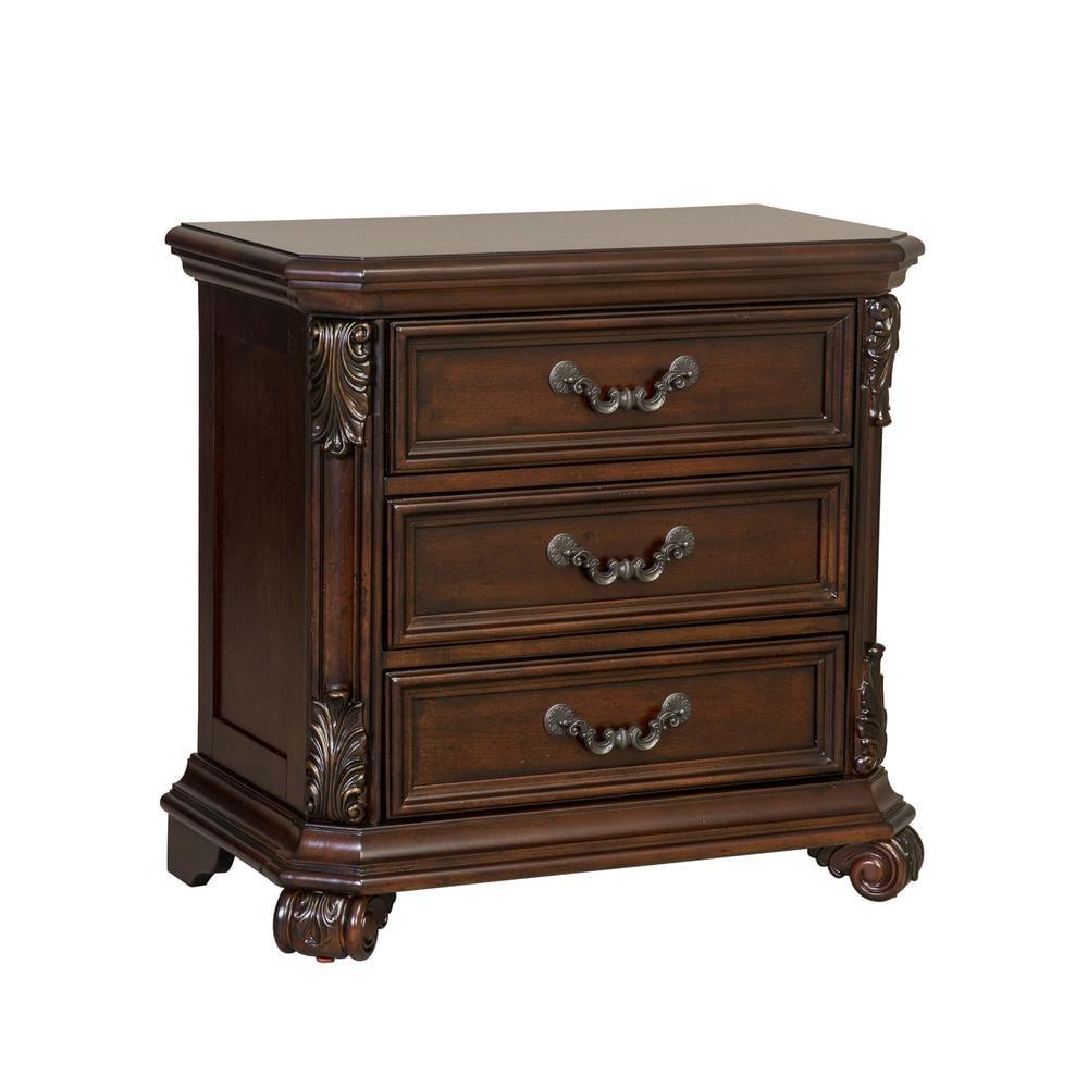 Messina Estates Dark Brown Traditional 3 Drawer Night Stand