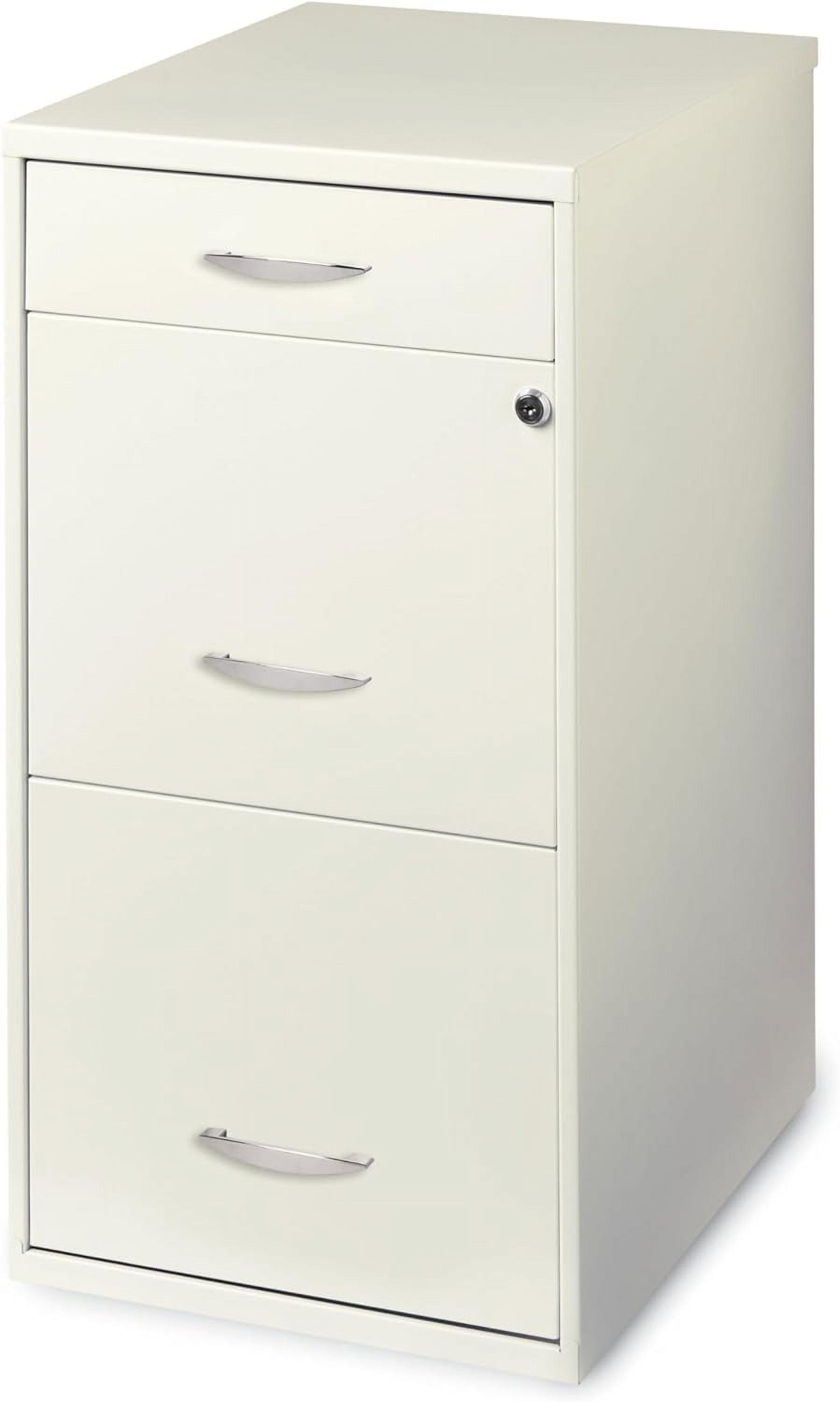 Pearl White Vertical Lockable 3-Drawer Metal File Cabinet