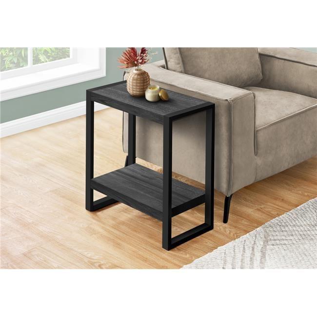 Monarch Specialties Accent Table Side End Nightstand Lamp Living Room Bedroom Metal Laminate Black Contemporary Modern