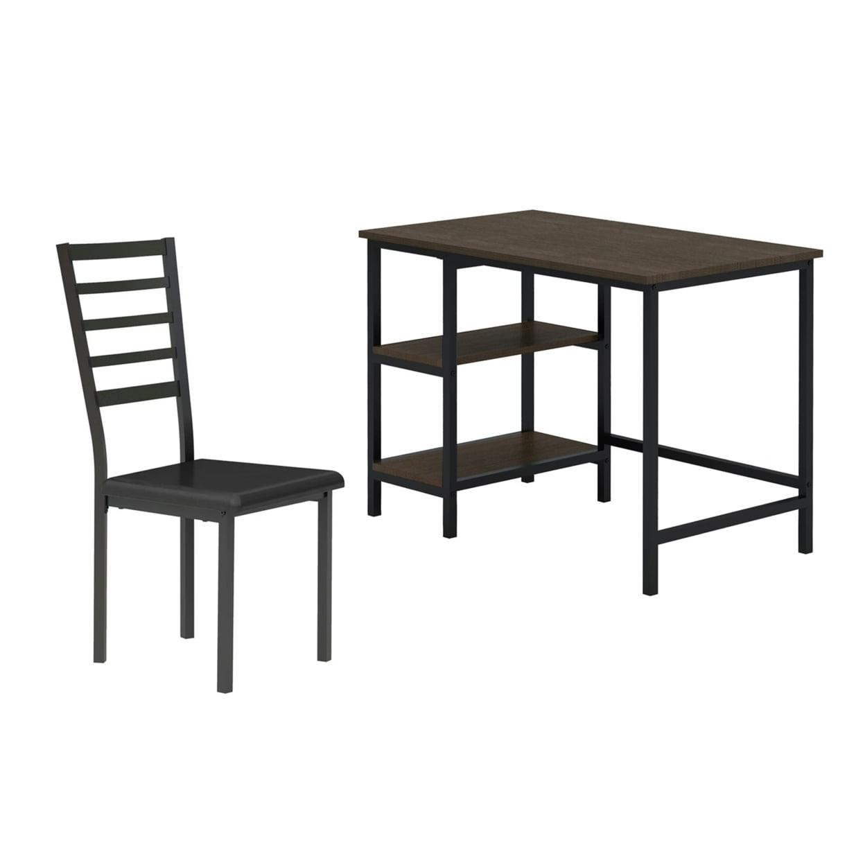 Industrial Black Metal 42" Writing Desk and Chair Set