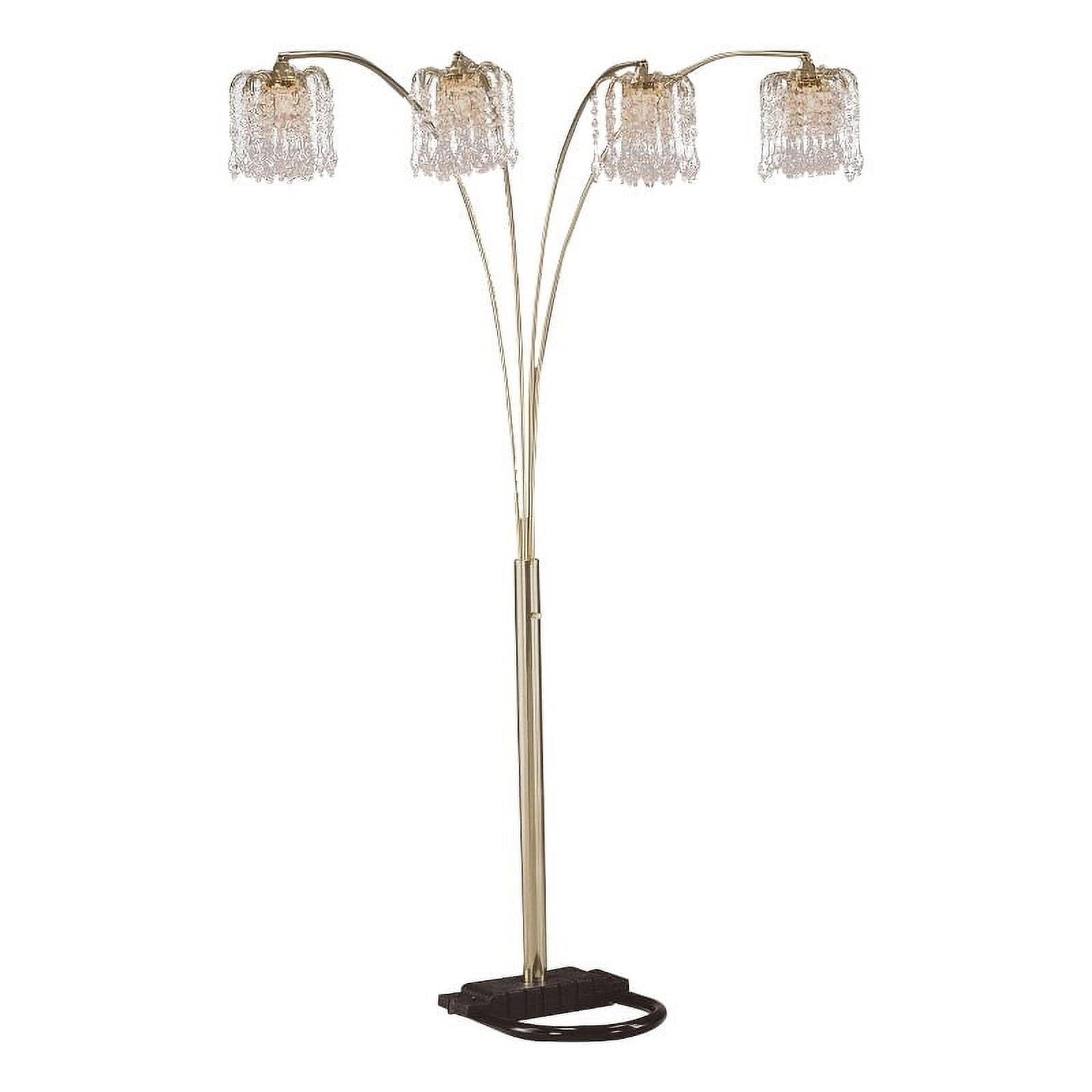 Contemporary Black Metal Arc Floor Lamp with Chandelier Lights