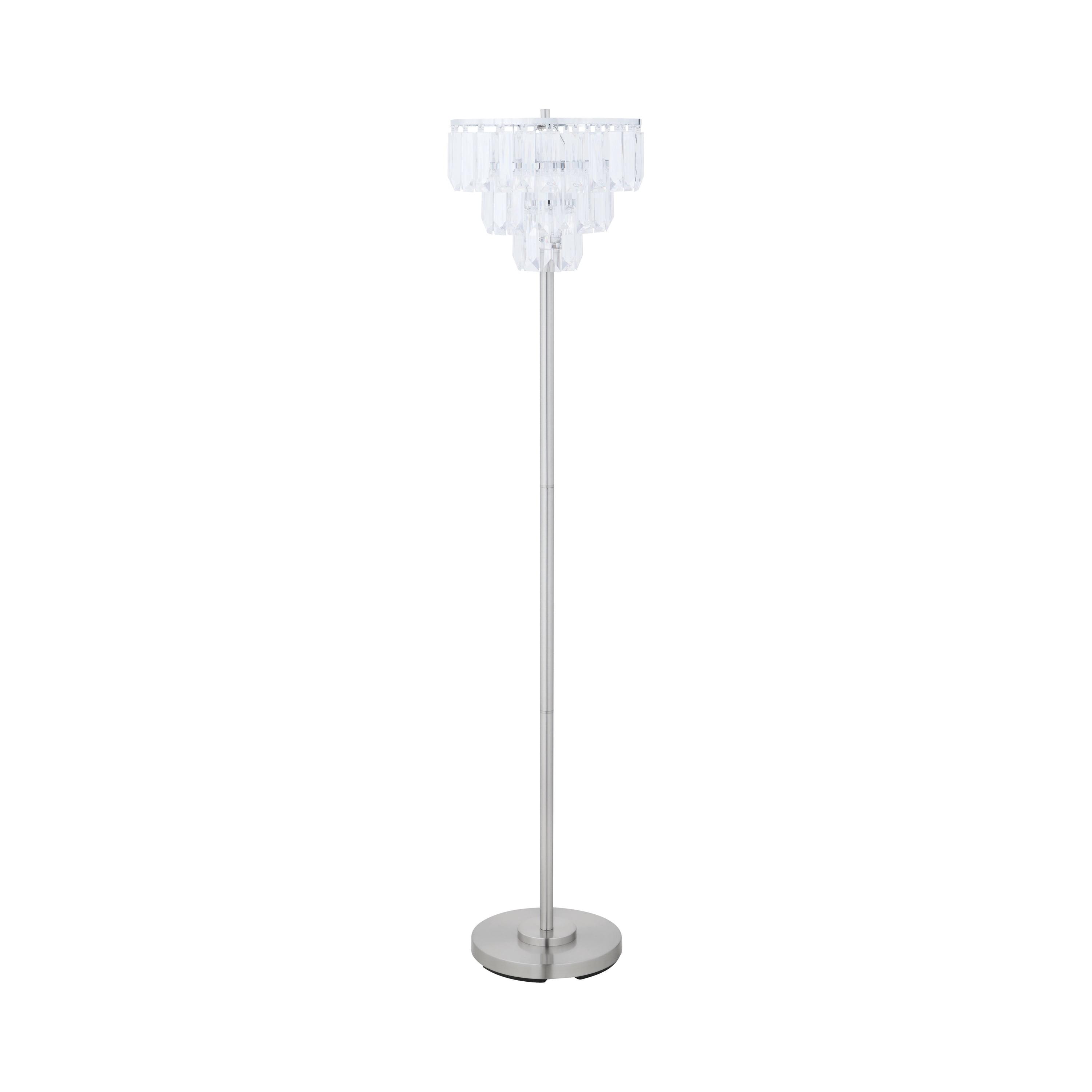 Sleek Chrome and Crystal 60'' Contemporary Floor Lamp