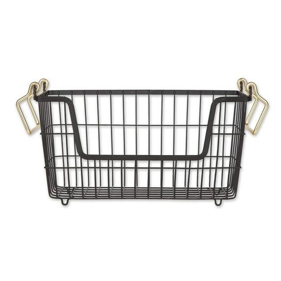 Metal Basket Black/Gold Handles Rectangle Small 13X6X7