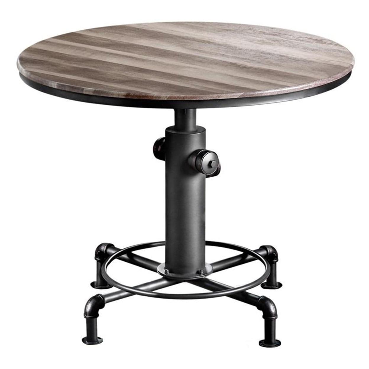 Round 45" Industrial Wood Counter Height Dining Table with Fire Hydrant Base