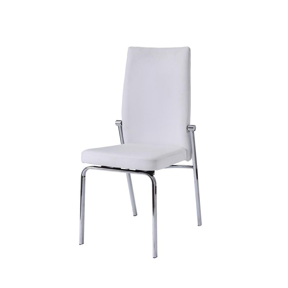 White Faux Leather Upholstered Metal Side Chair