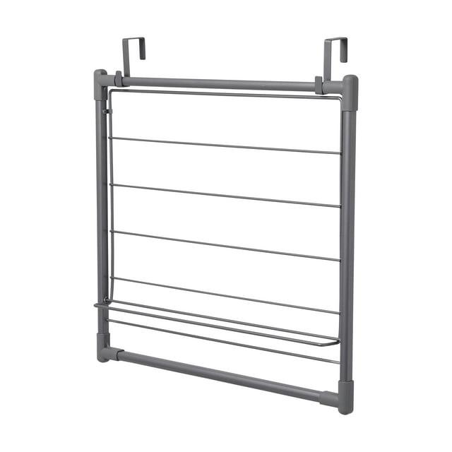 Household Essentials Metal Expandable Over the Door Drying Rack, Grey