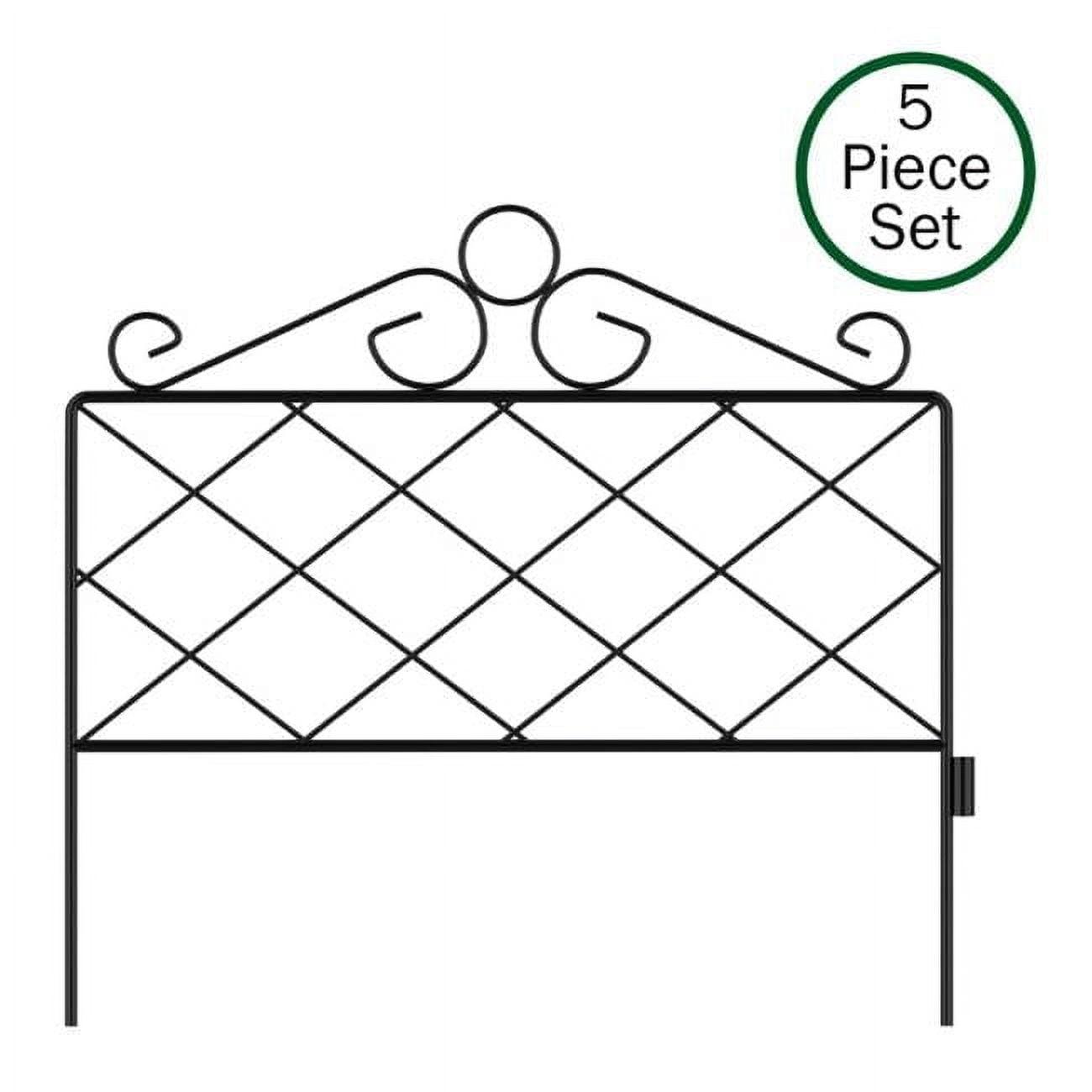 Nature Spring Decorative Metal Garden Fencing for Edging Flower Beds and Landscaping- Black, Set of 5