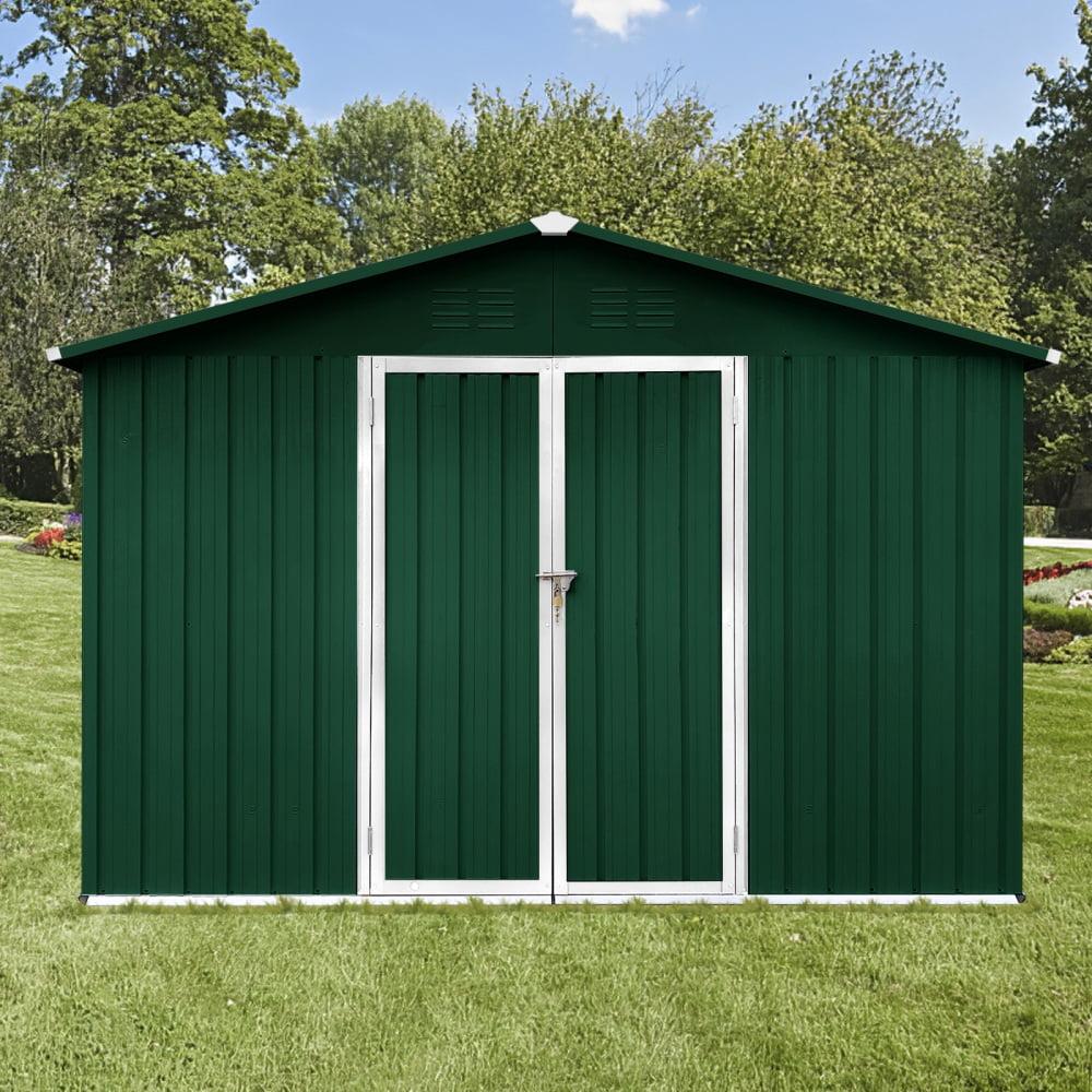 10' x 12' Dark Green Metal Garden Storage Shed