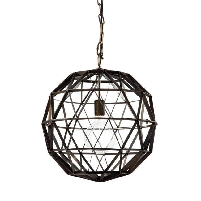 Contemporary Black Metal Geometric Globe Pendant Light