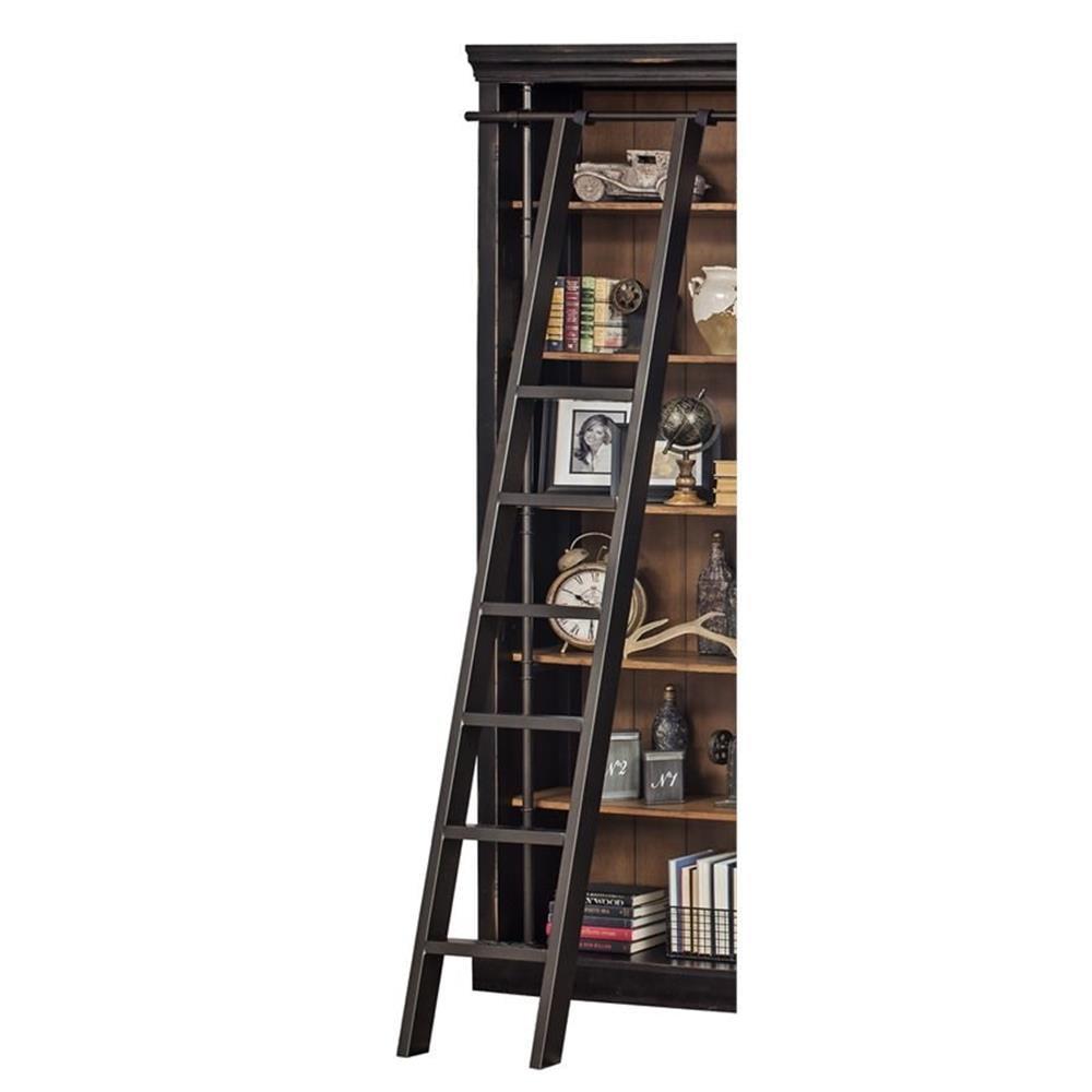 Toulouse Black Metal Library Ladder with Ringed Steel Frame