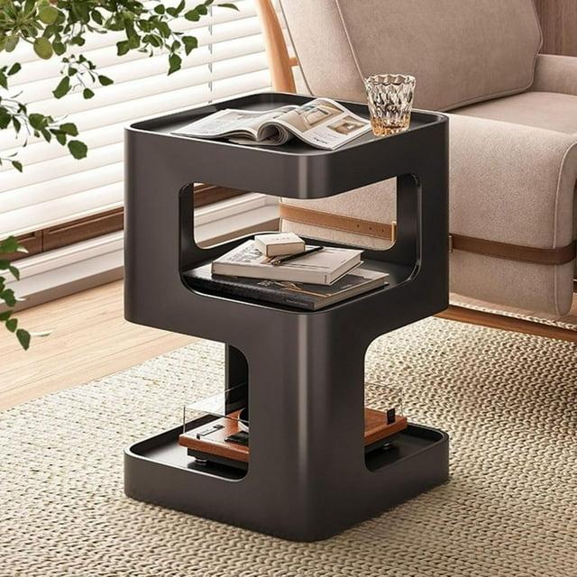 Metal Nightstand, Small End Table, Modern Side Table, Accent Bedside Table, 3 Tier Night Stands, Bed Side Table for Living Room Bedroom Outdoor Entryway, No Assembly Required, Black
