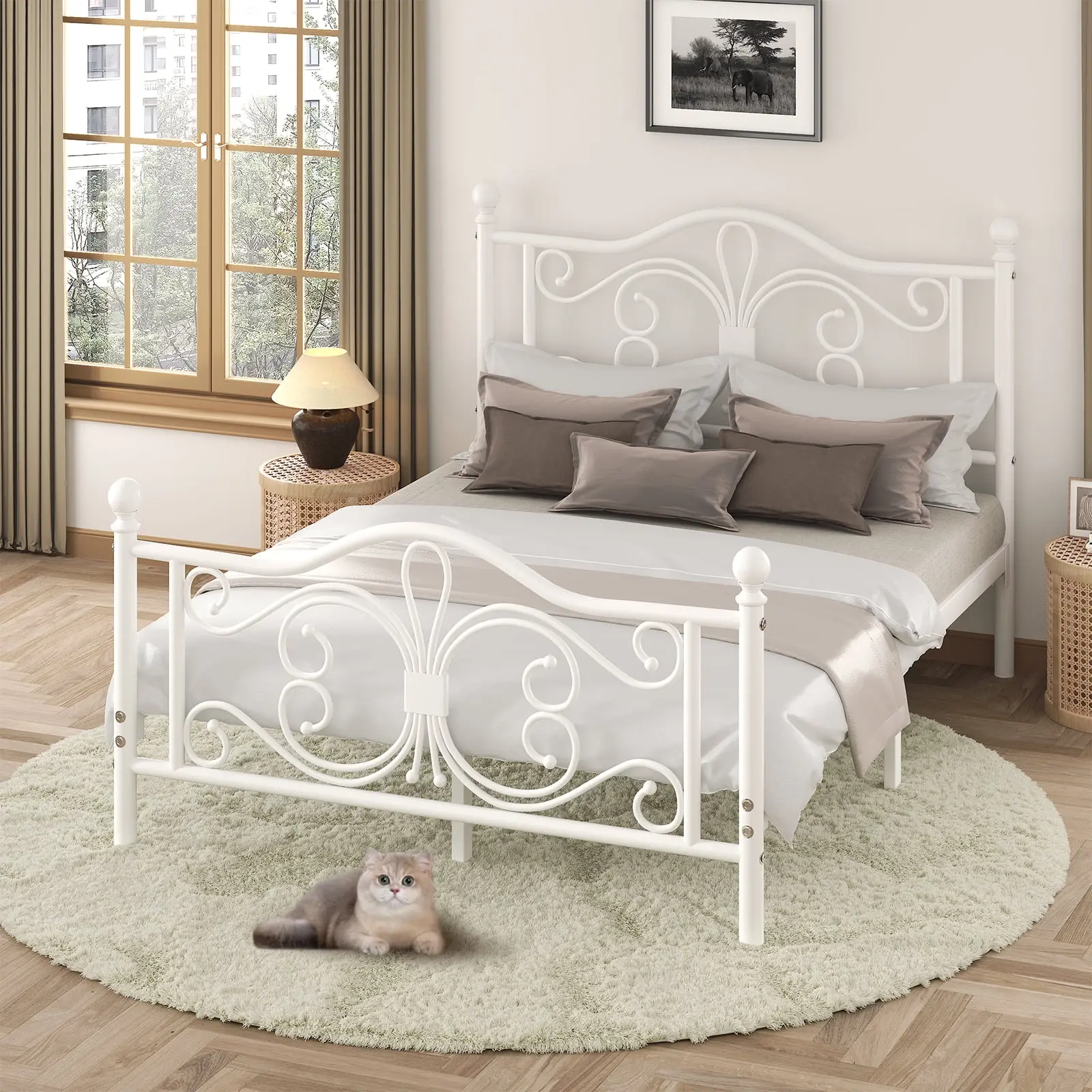 Lark Manor™ Eylin Metal Platform Bed with Butterfly Design Headboard and Footboard, Underbed Storage & Reviews | Wayfair