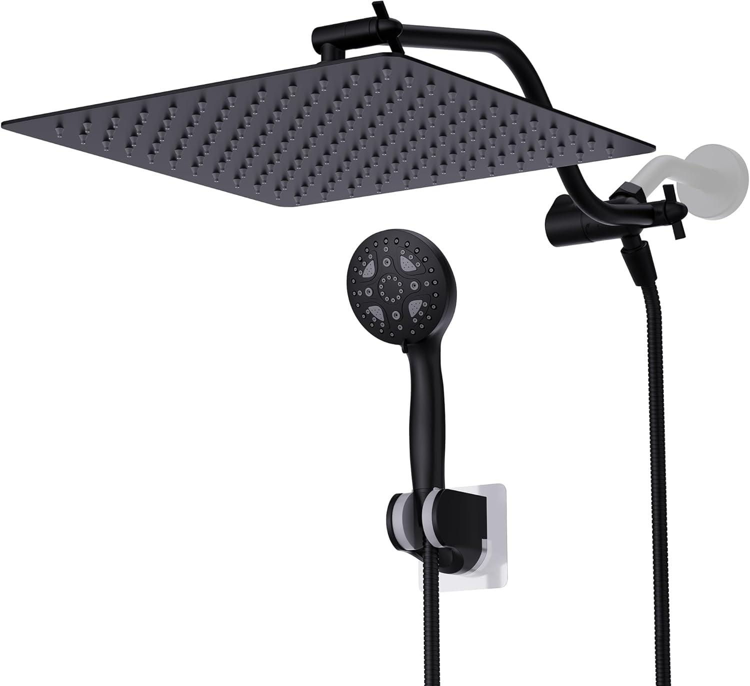 All Metal 12 Inch High-Pressure Rainfall Shower Head with Handheld Sprayer