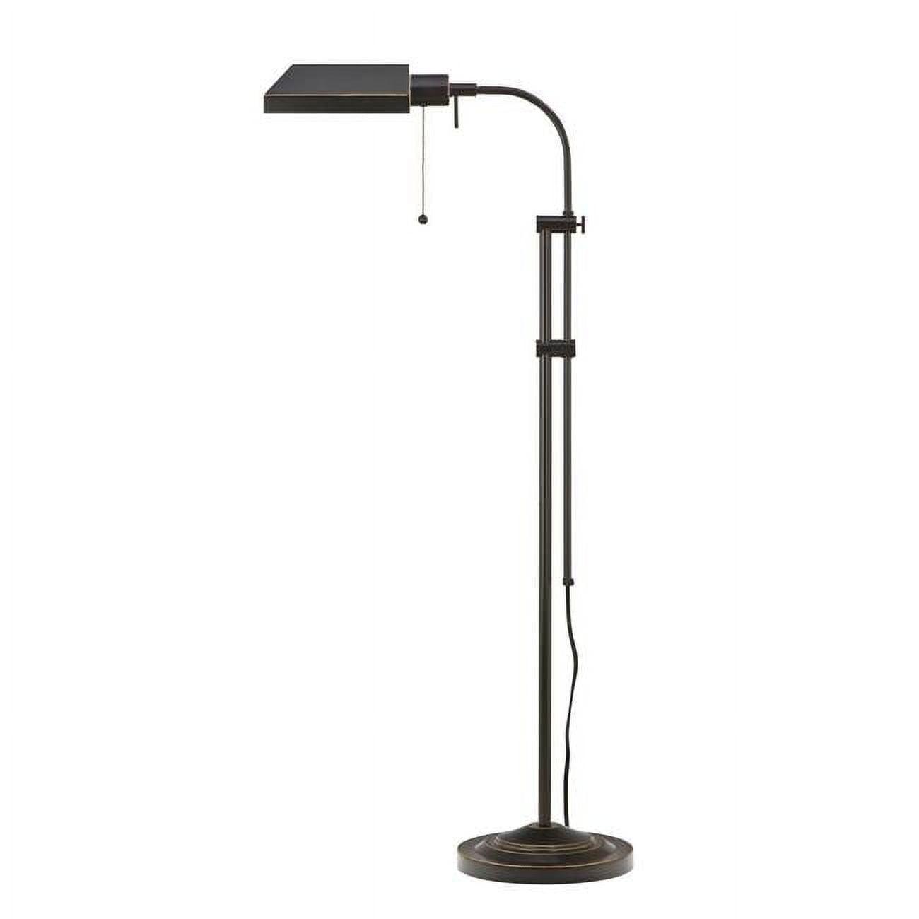 Metal Rectangular Desk Lamp with Adjustable Pole, Black