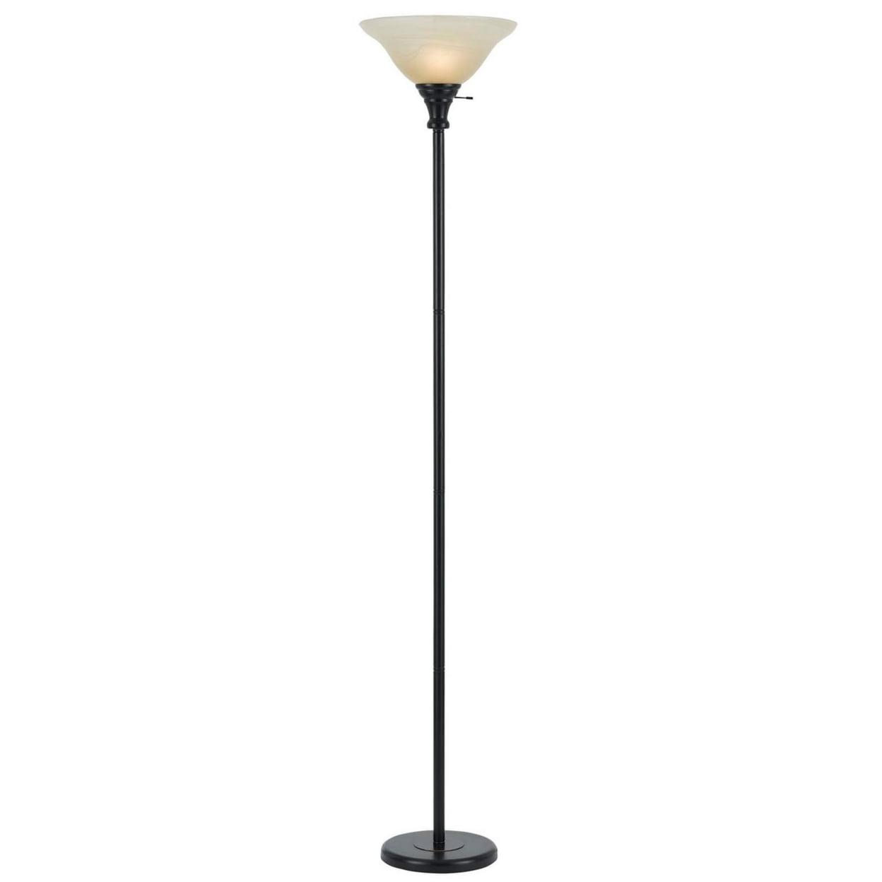 Dark Bronze Adjustable 3-Way Torchiere Floor Lamp with Frosted Shade